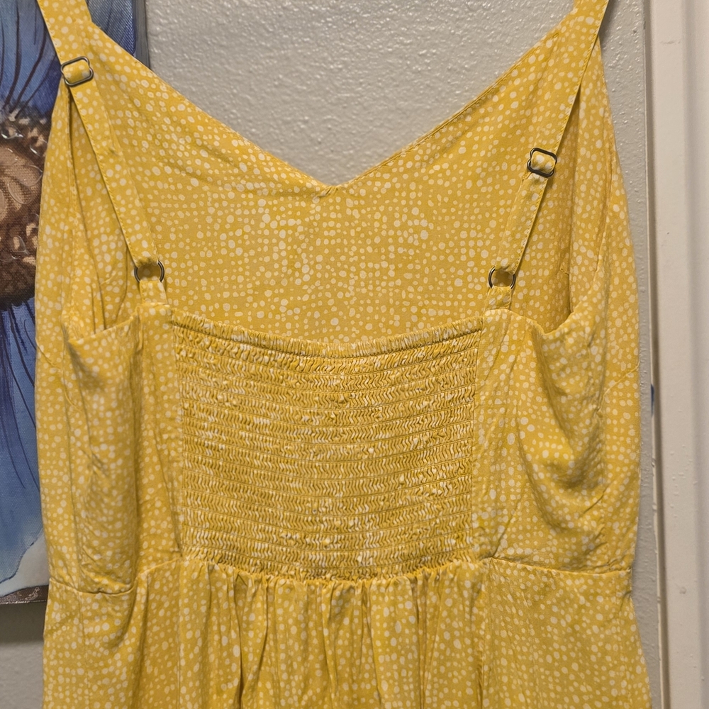 GAP Yellow Polka Dot Midi Dress